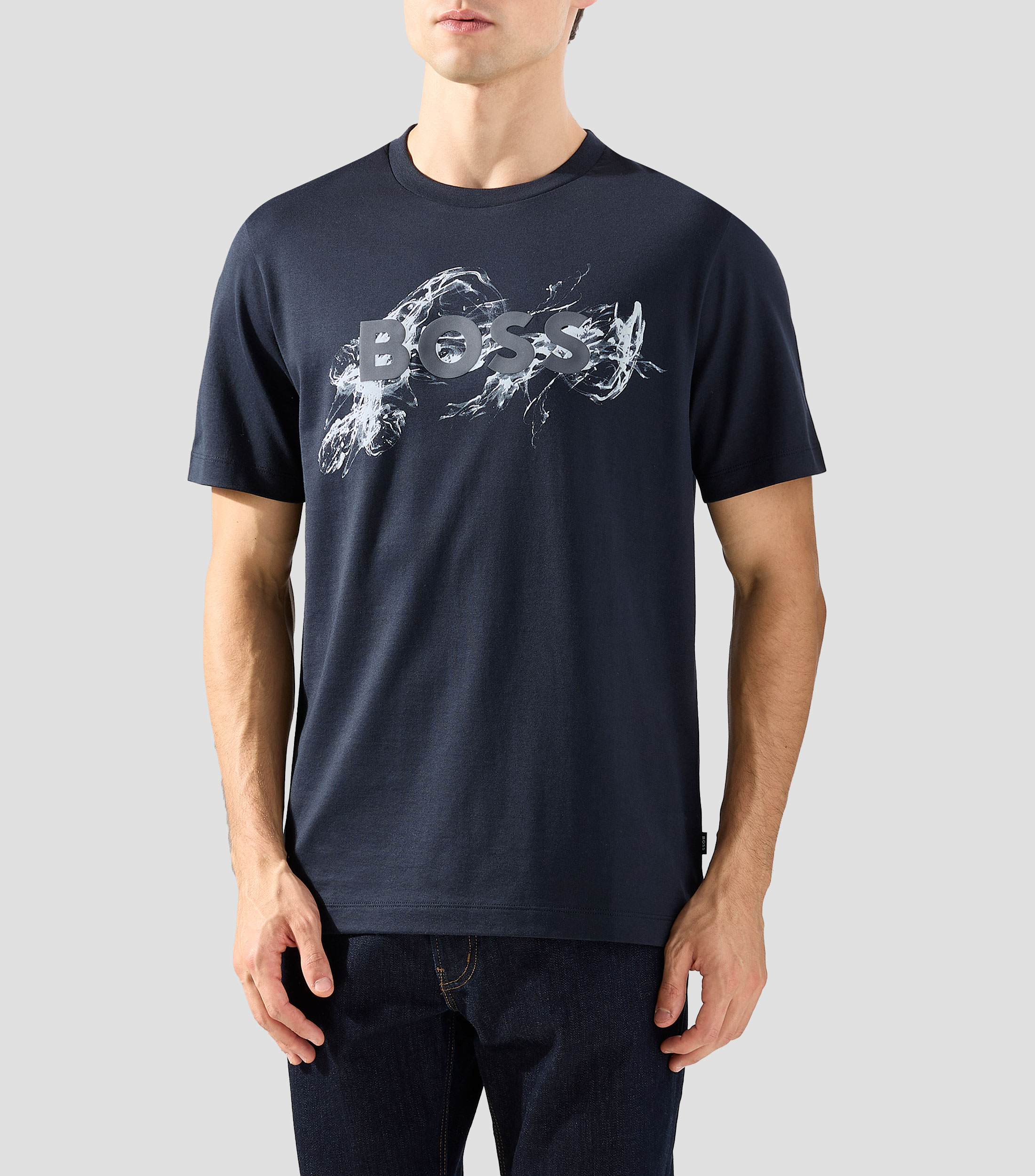 Playera de cuello redondo con manga corta estampada Hombre